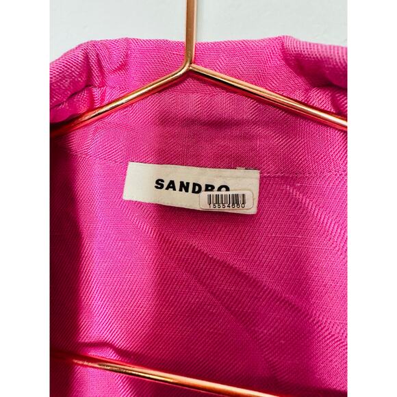 SANDRO Pink Collar Front Button Closure Asymmetrical Elvira Dress Size 36 - Picture 8 of 16